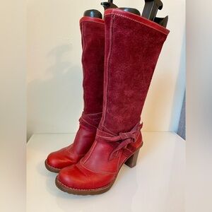 El Naturalista Red Suede & Leather Tall Boots - like new!